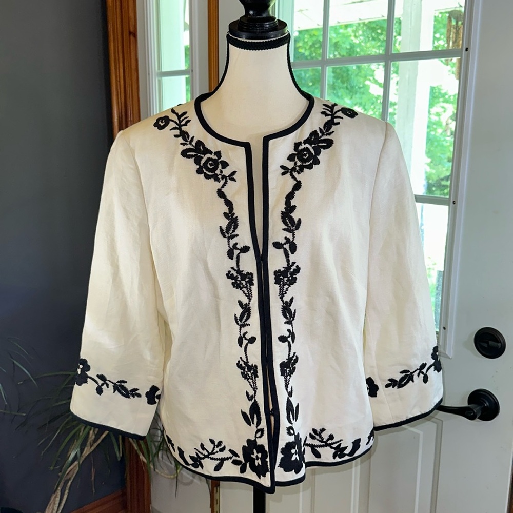 Debenhams Linen Blend Embroidered Blazer